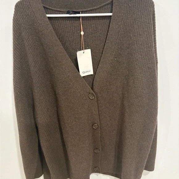 Quince Mongolian Cashmere Fisherman Boxy Cropped Cardigan Sweater - Picture 2 of 4